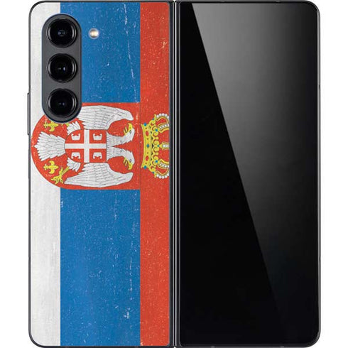 Serbia Flag Distressed Galaxy Z Fold5 5G Skin